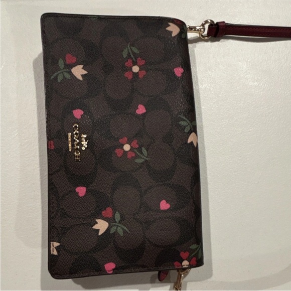Coach Brown and Pink Floral Crossbody Bag - Picture 2 of 7